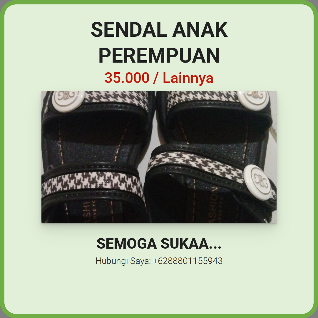 Promosi sendal anak perempuan