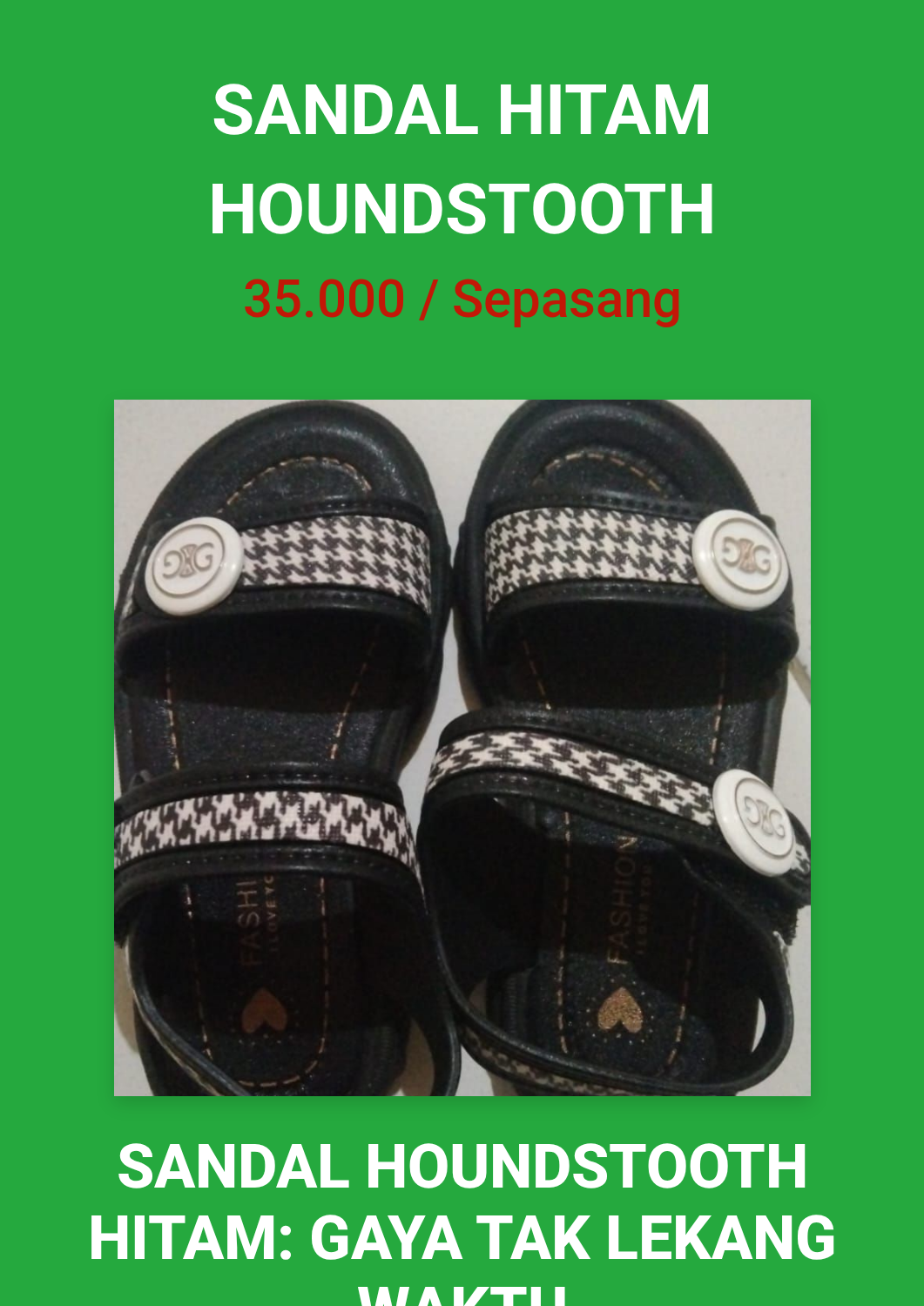 Promosi Sandal Hitam Houndstooth