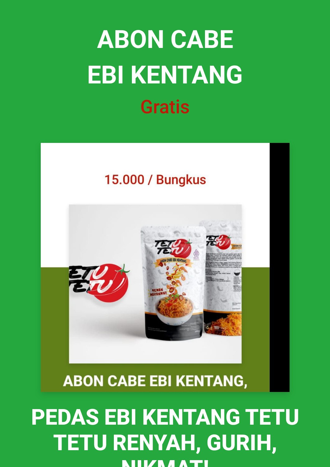 abon cabe Ebi Kentang tetu tetu